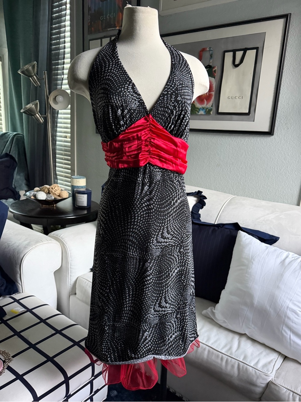 torrid Black Dress with White Dot Pattern and Pink Logo Detail